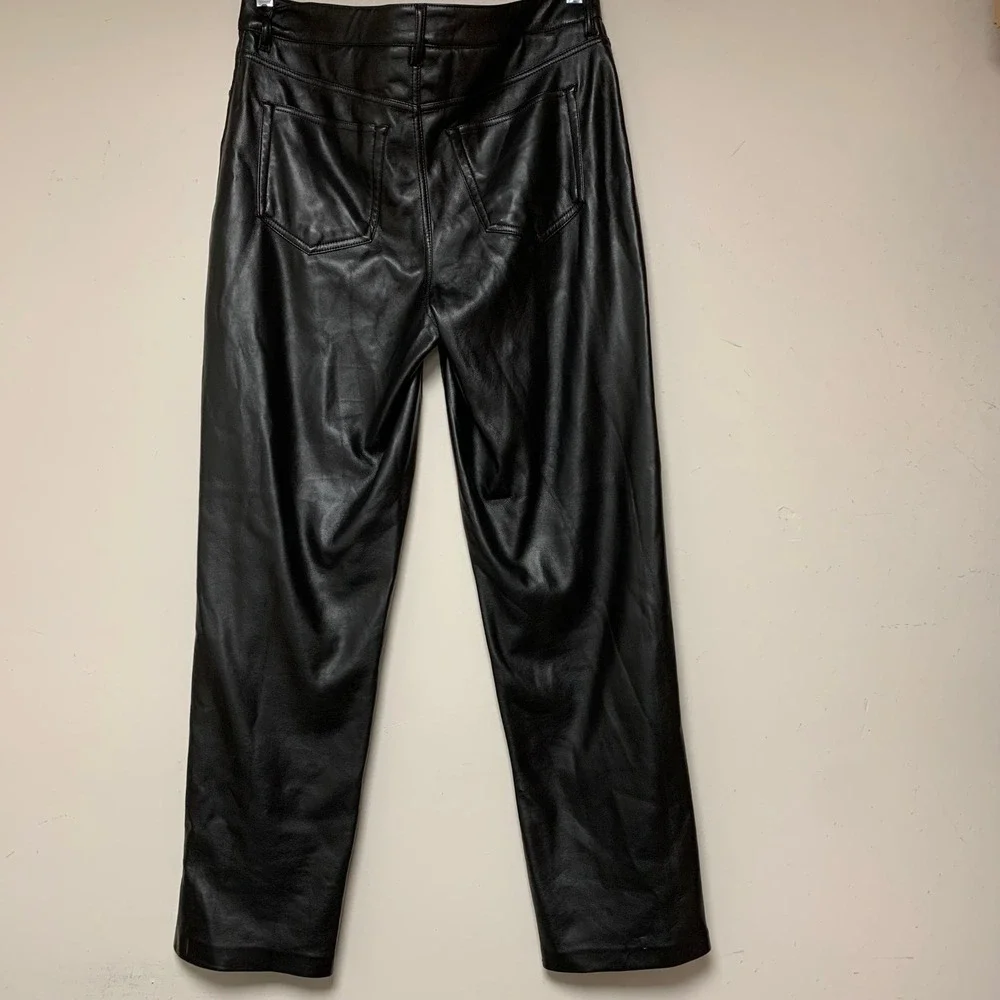 Joie Faux Leather Pants Womens 8 Black Excellent Straight Leg Vegan 5-Pocket